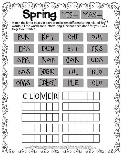 Spring Mish Mash Free Puzzles