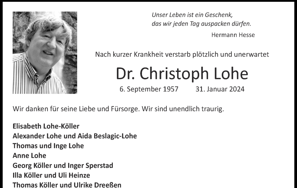 A Puzzling Tribute to Christoph Lohe