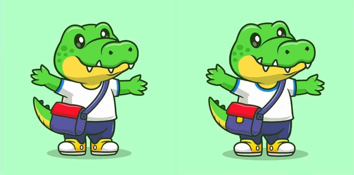 Find 3 differences between the crocodile