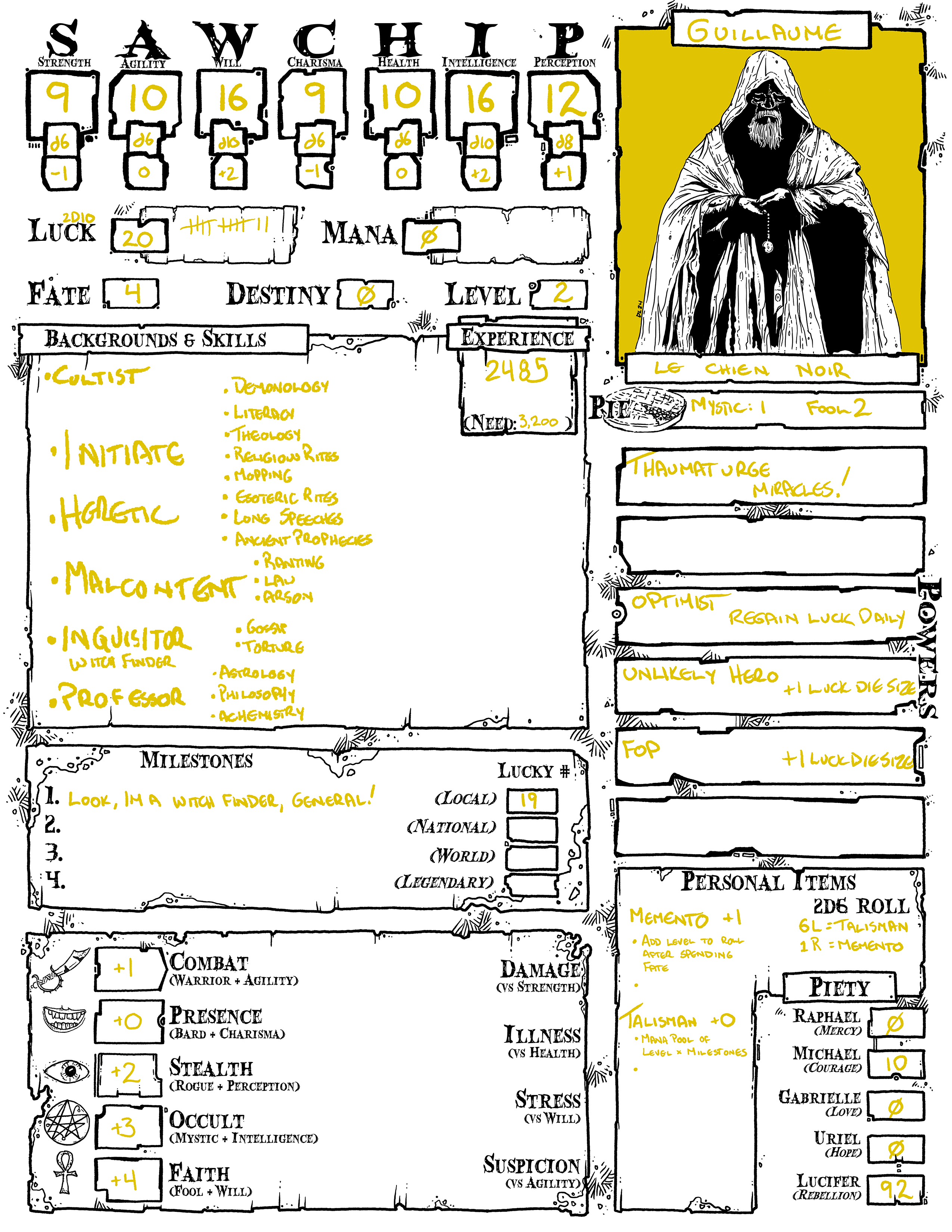 Character Sheet Work: Neoclassical Geek Revival 2024